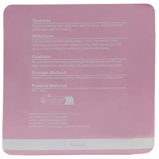 5-Piece Refillable Travel Bottle Set Pink Pouch Back